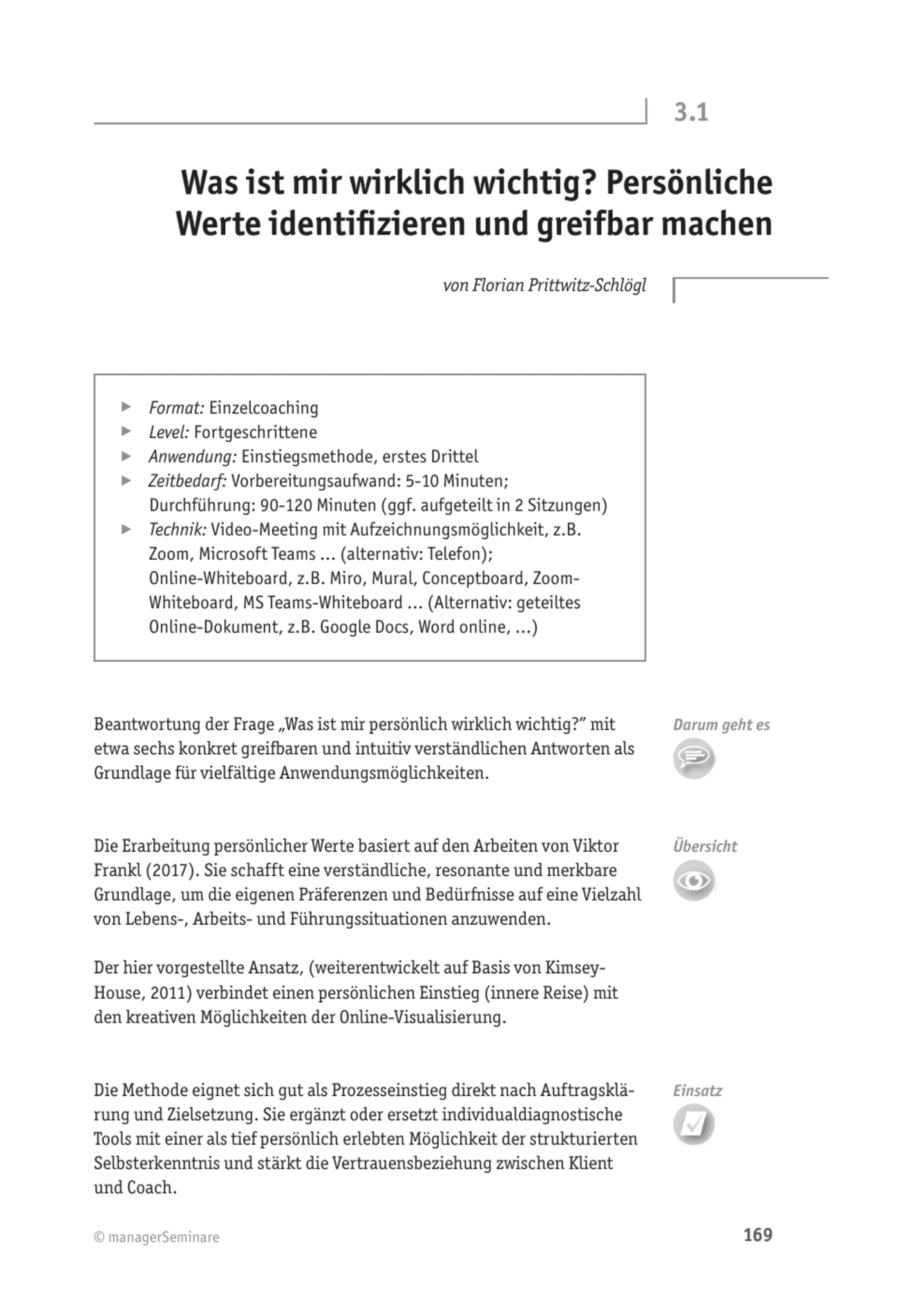 Tool  Online-Coachingtool: Was ist mir wirklich wichtig? Persönliche Werte identifizieren und greifbar machen