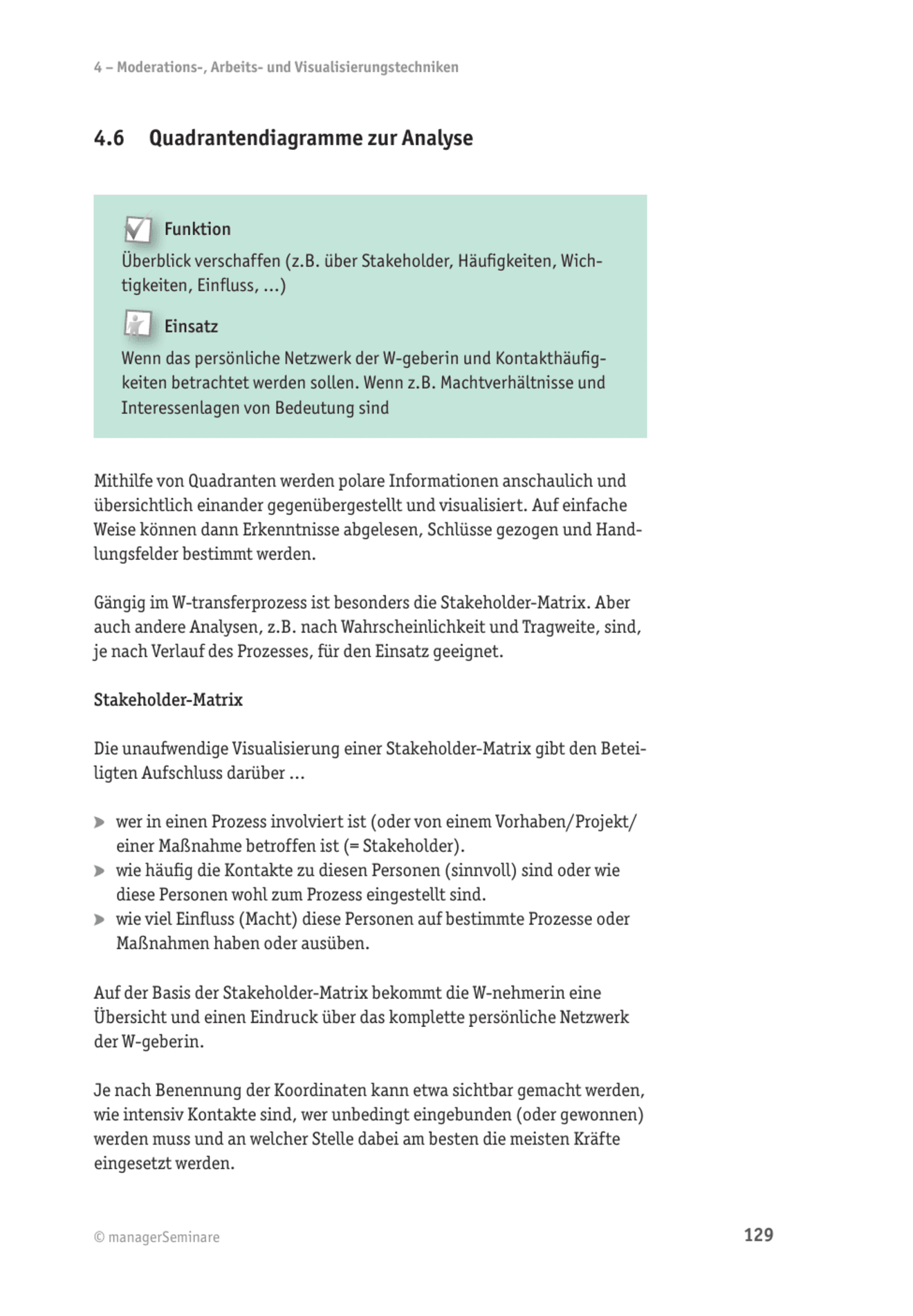 Tool  Wissenstransfer-Methode: Quadrantendiagramme zur Analyse