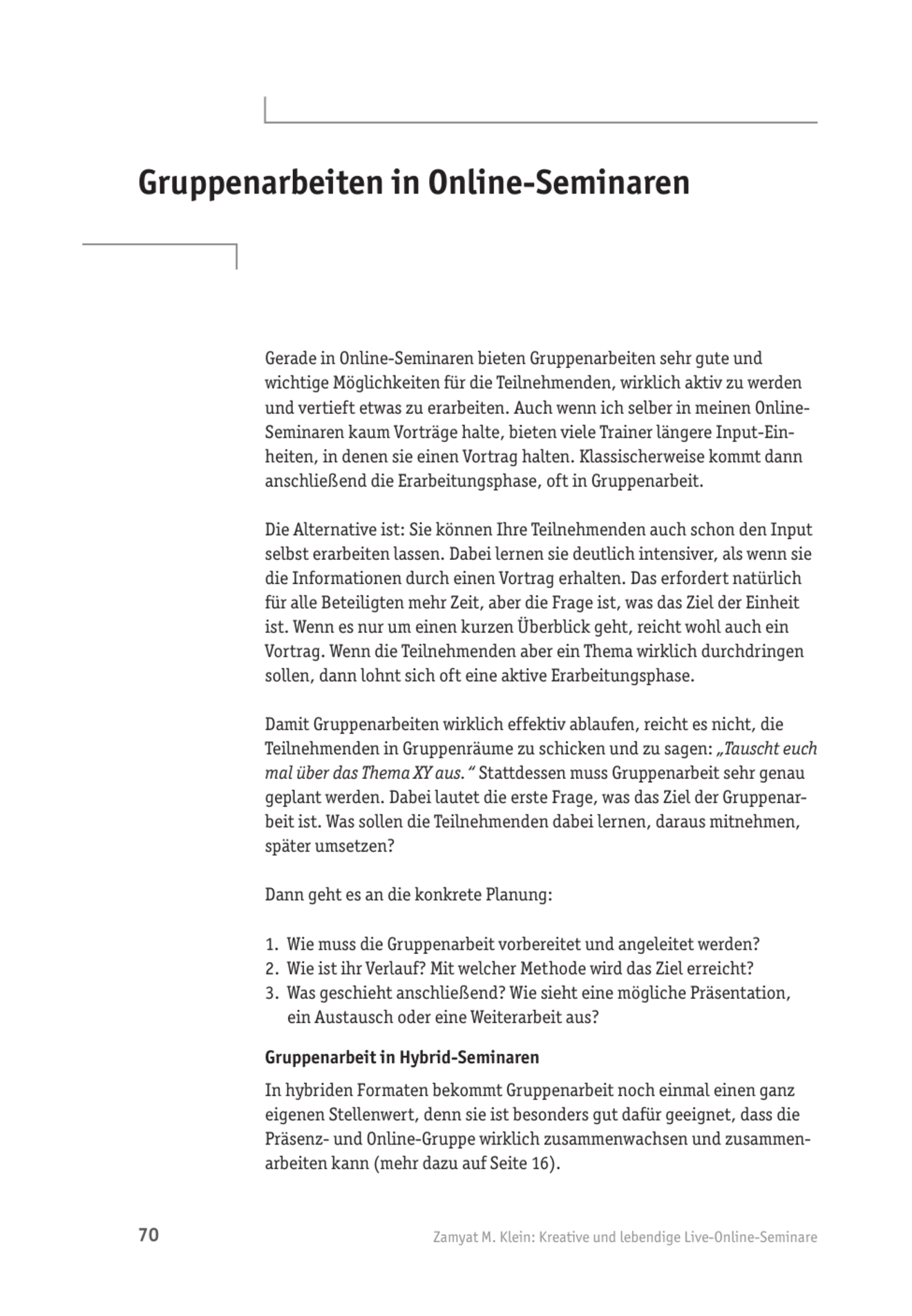 Gruppenarbeiten in Online-Seminaren