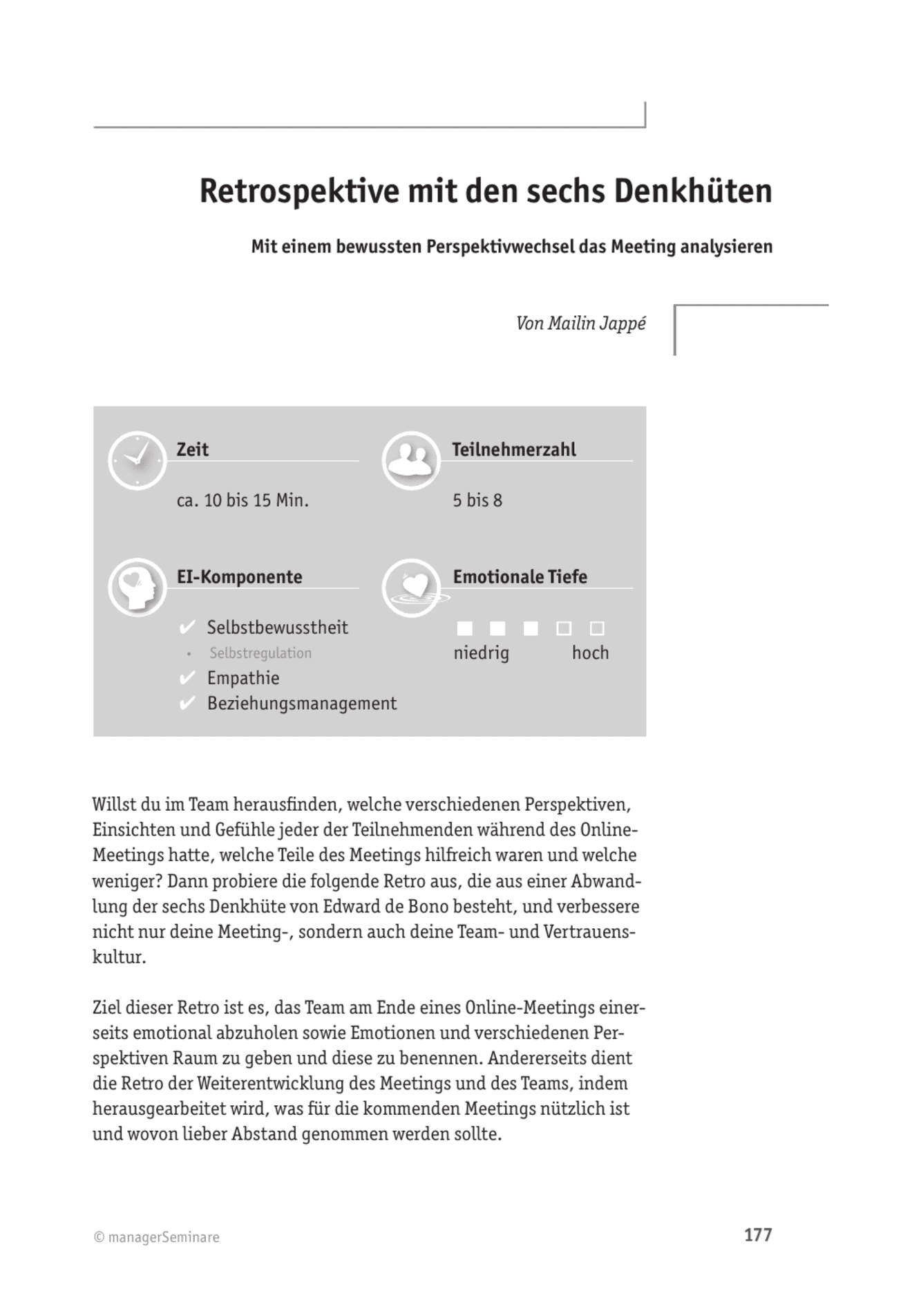 zum Tool: EQ-Tool: Retrospektive mit den sechs Denkhüten
