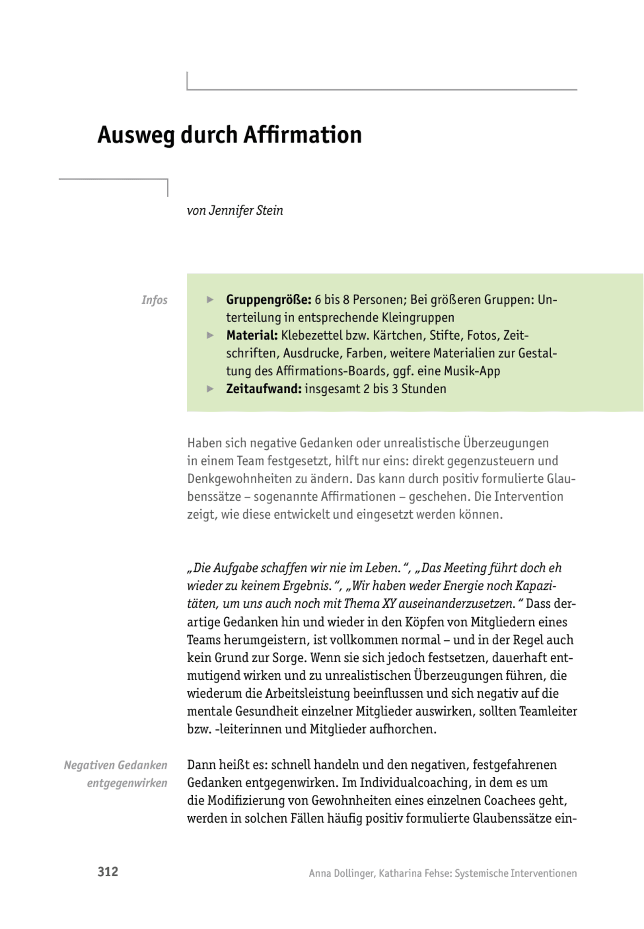 Teamcoaching-Tool: Ausweg durch Affirmation