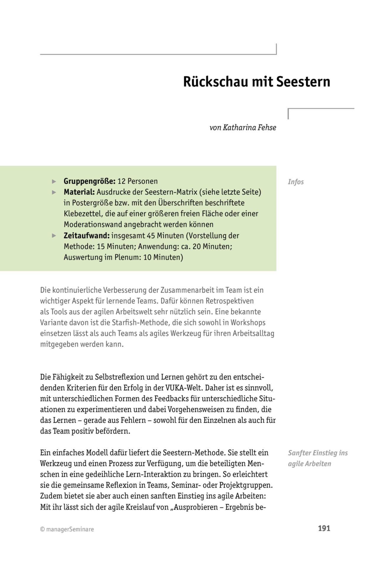 Tool  Teamcoaching-Tool: Rückschau mit Seestern