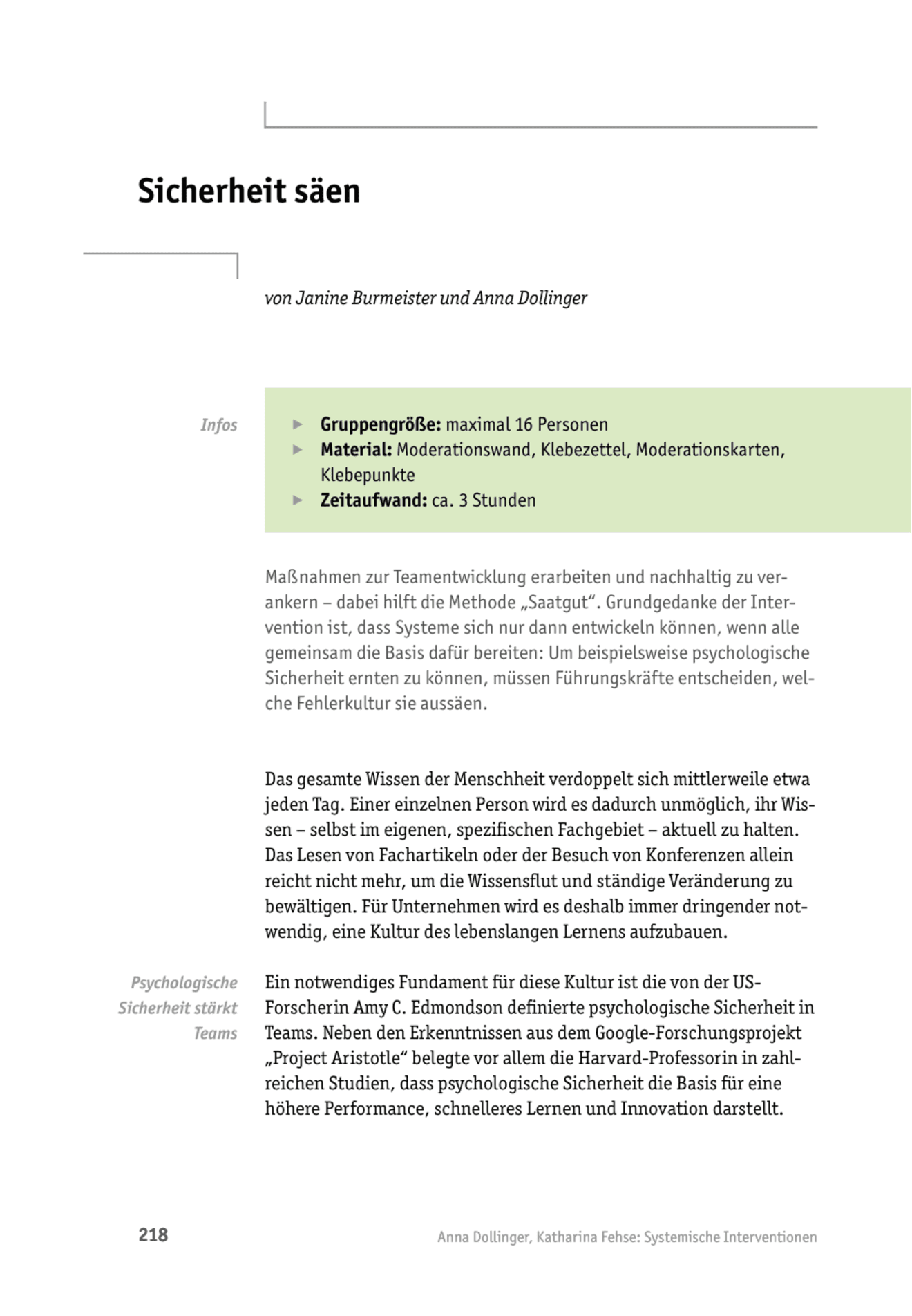 Teamcoaching-Tool: Sicherheit säen