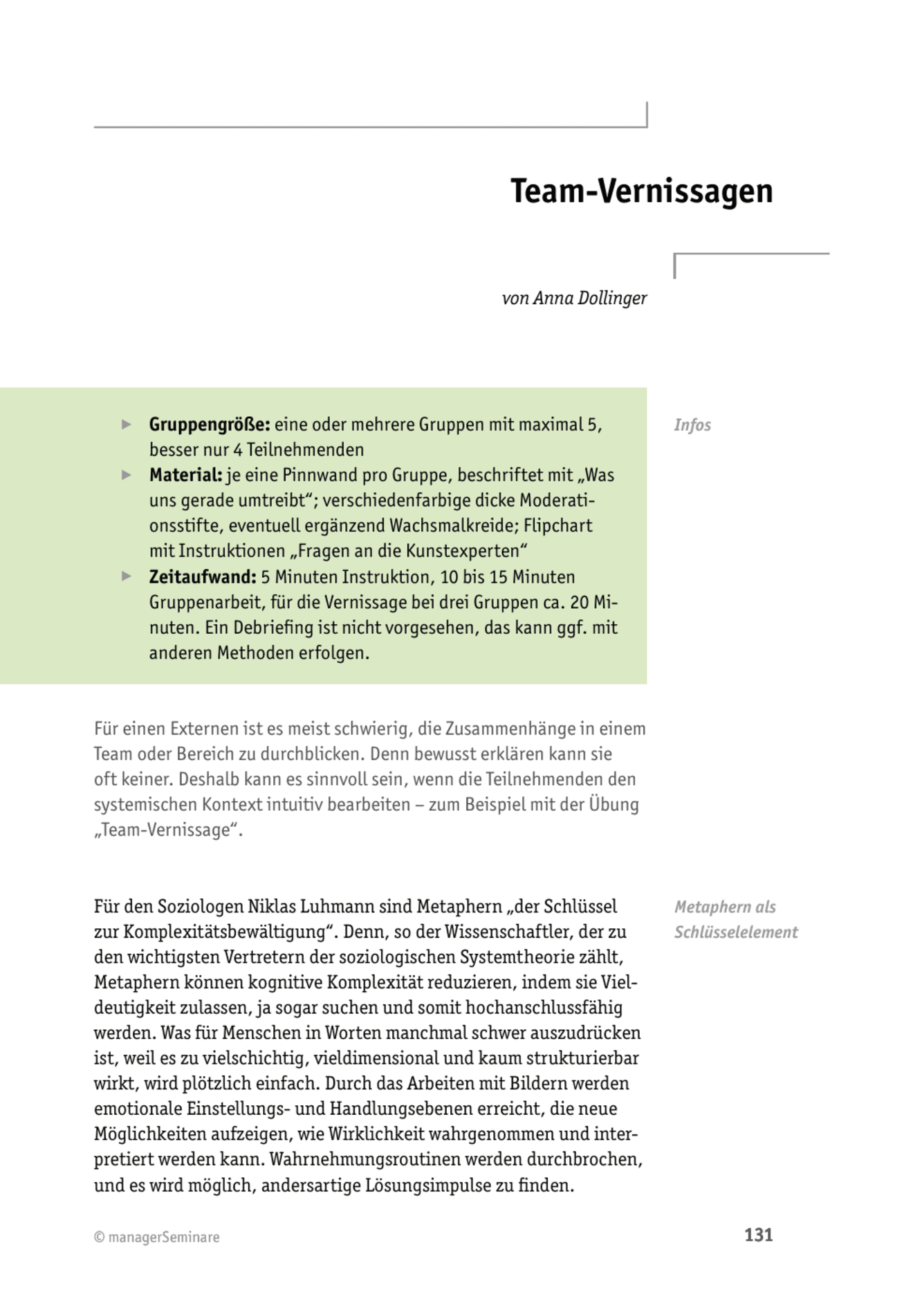 Tool  Teamcoaching-Tool: Team-Vernissagen