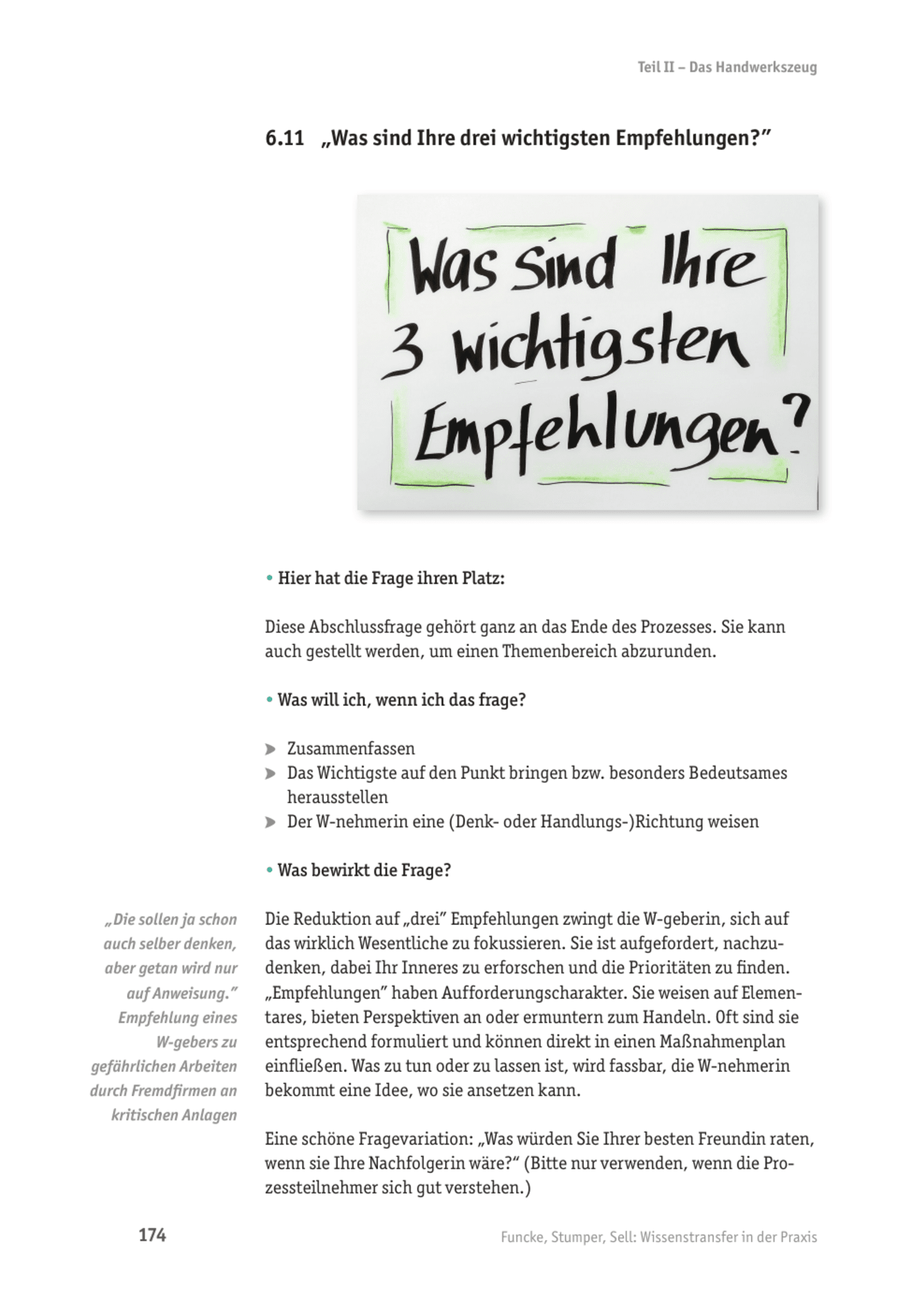 zum Tool: Wissenstransfer-Frage: Was sind Ihre 3 wichtigsten Empfehlungen?