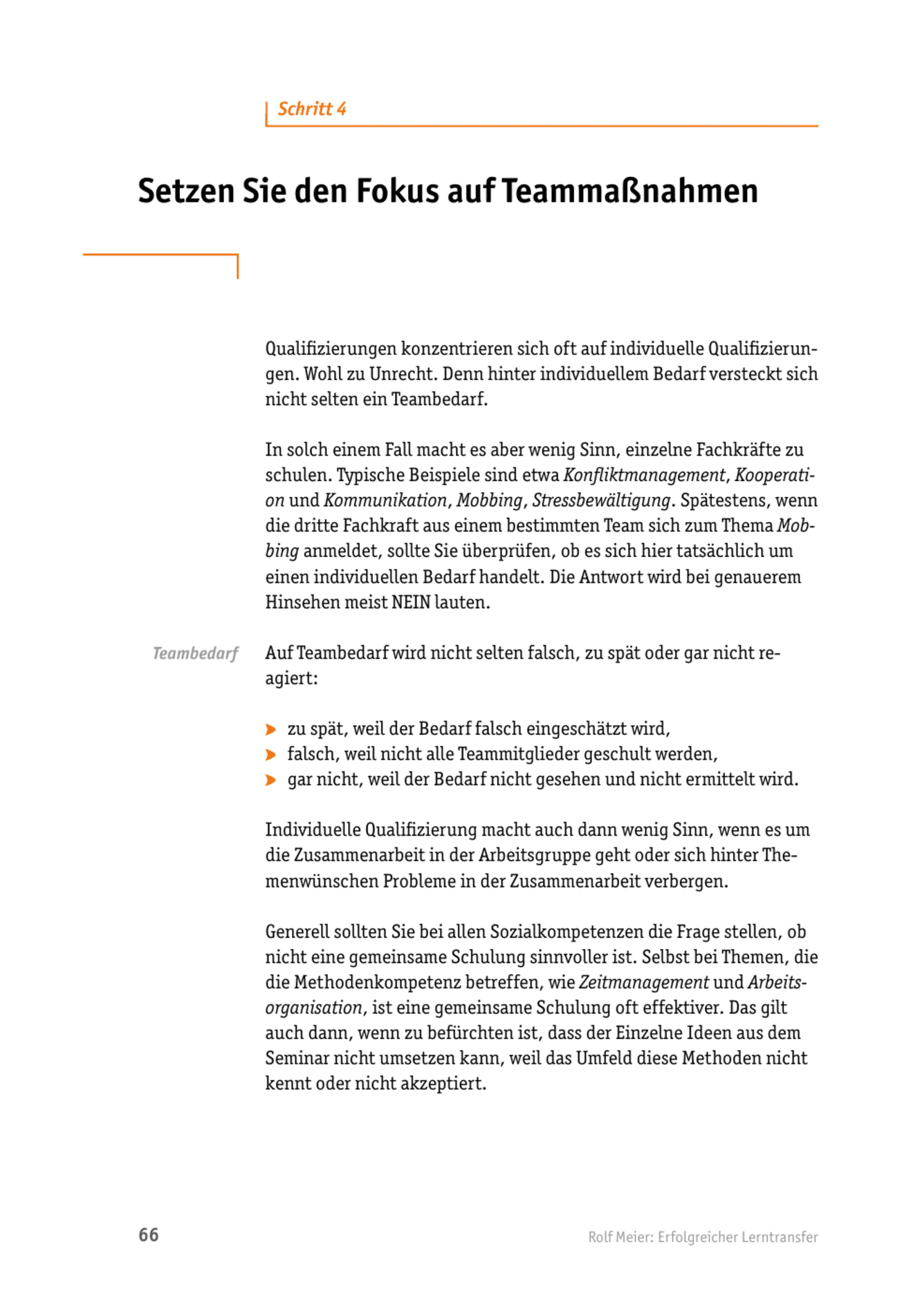 Lerntransfer-Methode: Setzen Sie den Fokus auf Teammaßnahmen