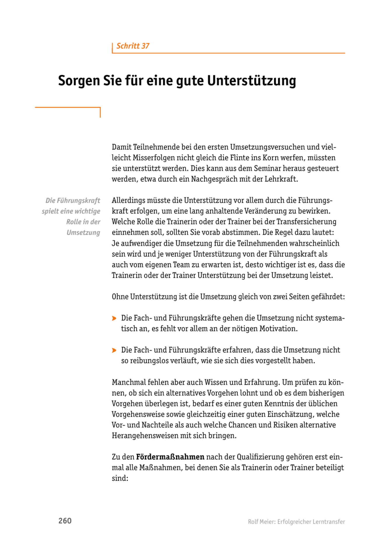 Tool  Lerntransfer-Methode: Sorgen Sie für eine gute Unterstützung