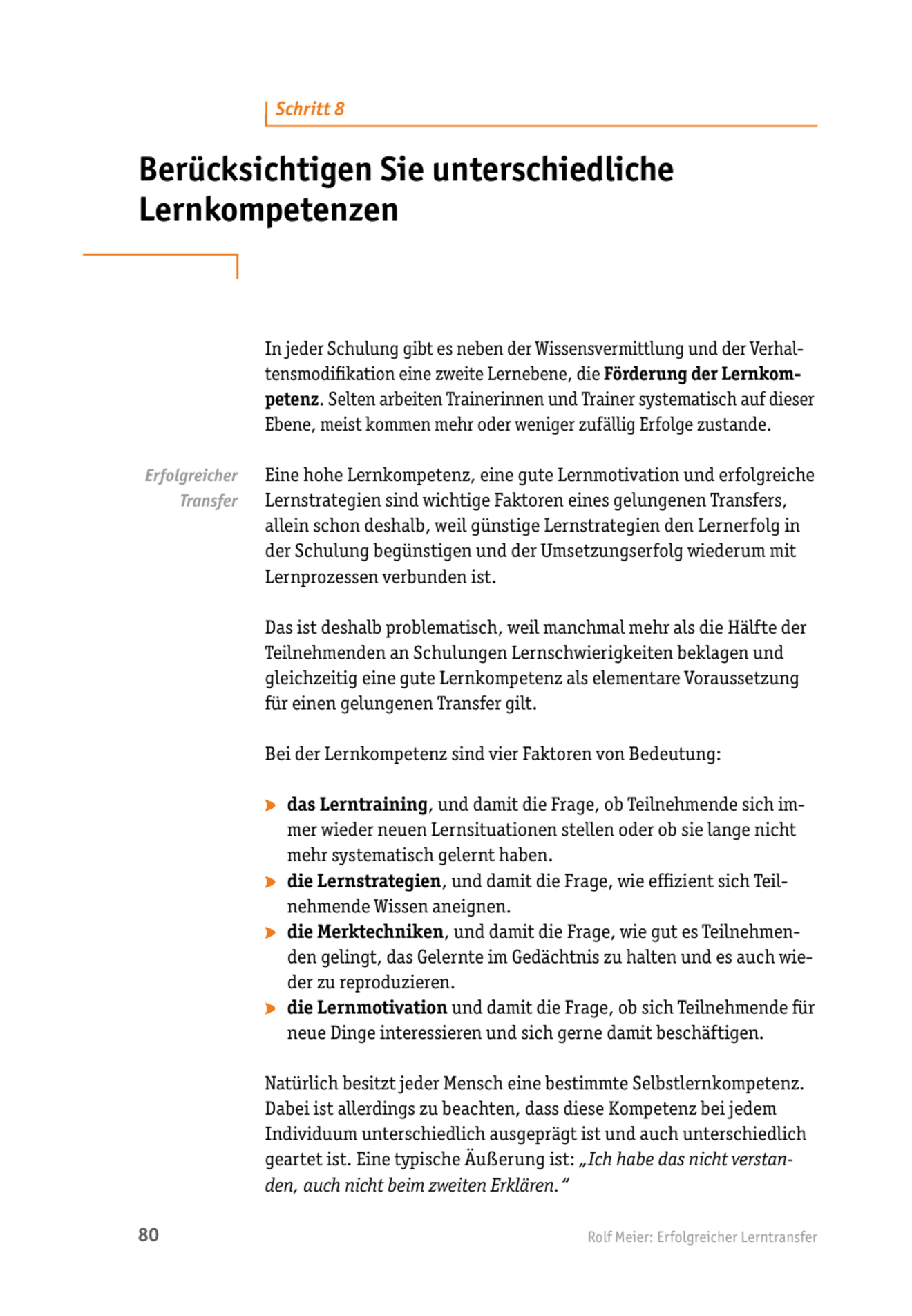 Tool  Lerntransfer-Methode: Berücksichtigen Sie unterschiedliche Lernkompetenzen