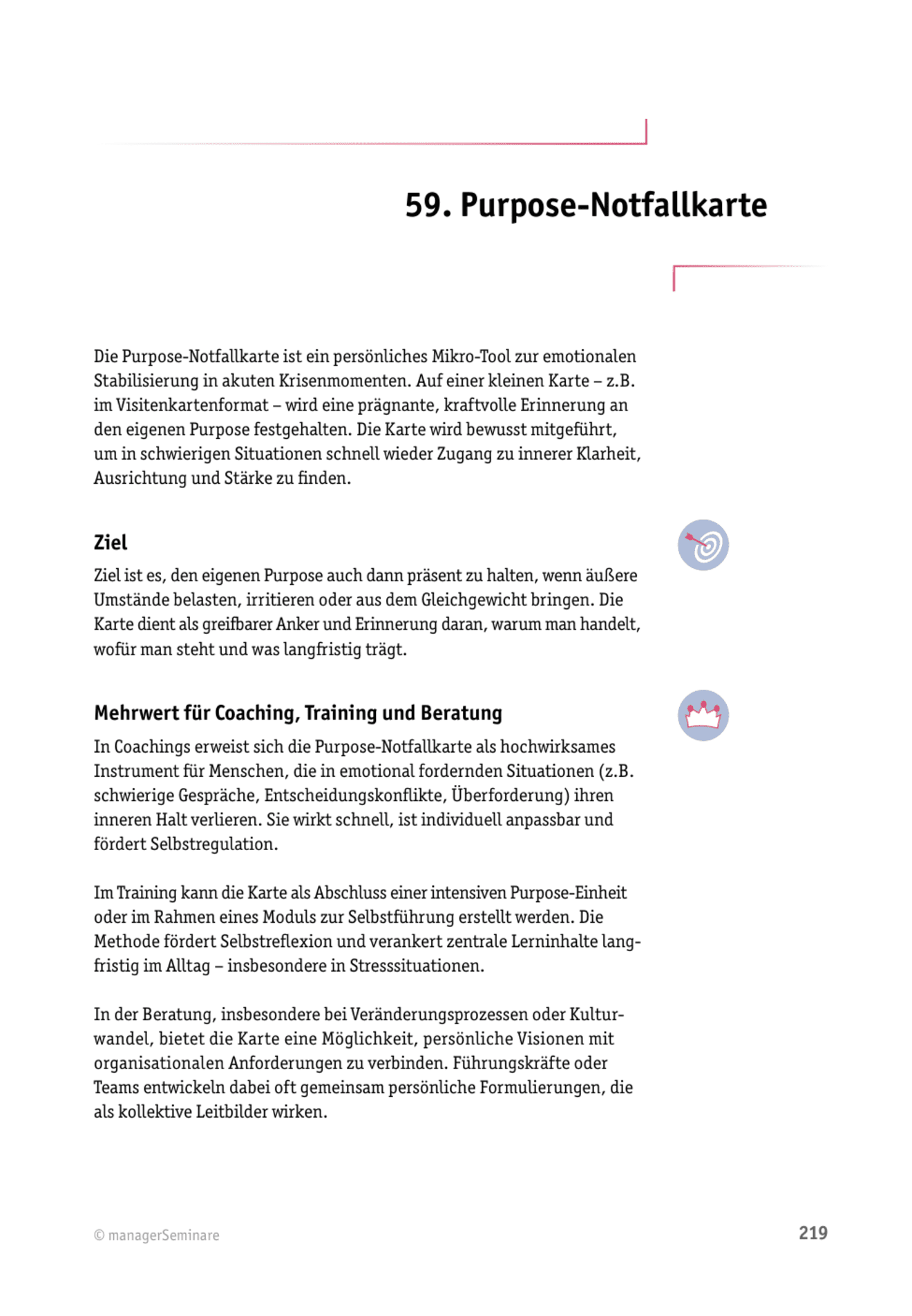 Purpose-Coaching: Purpose-Notfallkarte