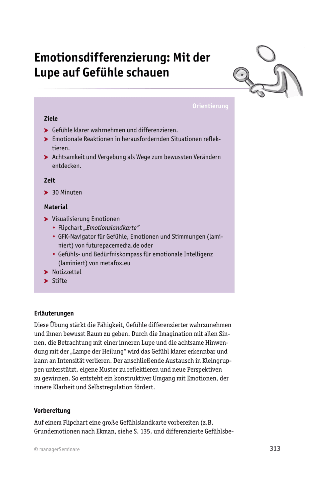 Tool  Selbstregulations-Tool: Emotionsdifferenzierung: Mit der Lupe auf Gefühle schauen