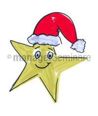 Grafik Stern mit Weihnachtsmannmütze