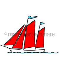 Zeichnung Rotes Segelschiff