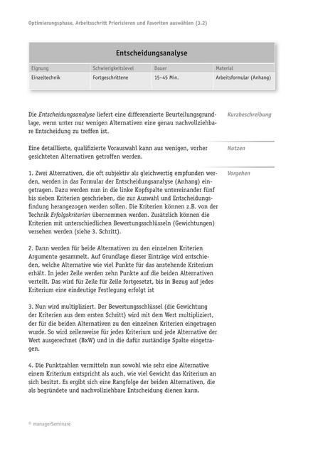 zum Tool: Kreativitäts-Tool: Entscheidungsanalyse
