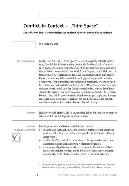 zum Tool: Konfliktlösungs-Tool: Conflict-in-Context – „Third space”