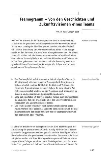 Supervisions-Tool: Teamogramm – Von den Geschichten und Zukunftsvisionen eines Teams