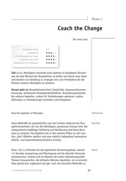 Tool  Change-Tool: Coach the Change