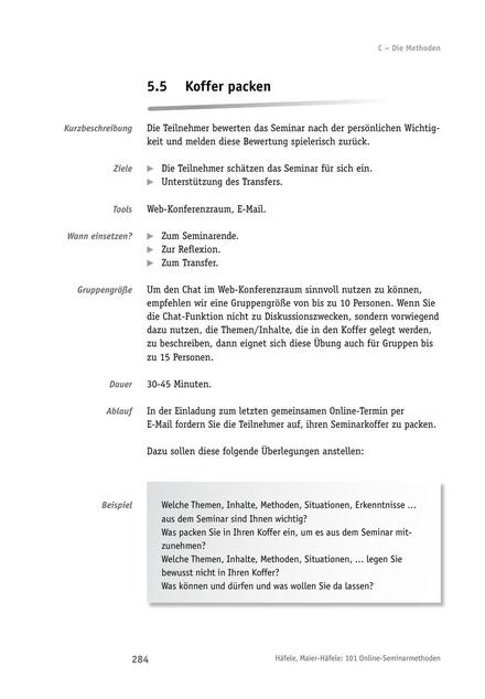Tool  Online-Seminar-Tool: Koffer packen