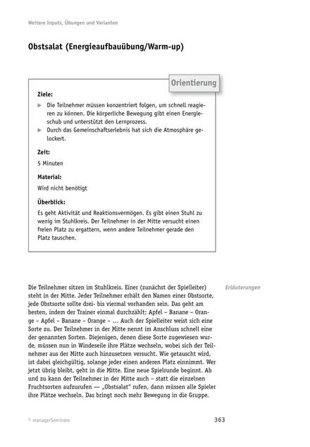 Energieaufbau-Übung: Obstsalat