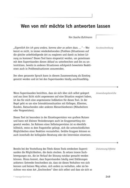 Tool  Supervisions-Tool: Wen von mir möchte ich antworten lassen
