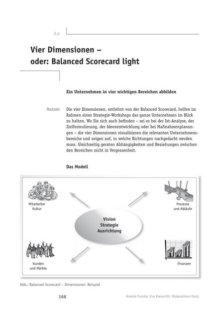 Tool  Moderations-Tool: Vier Dimensionen - Balanced Scorecard light