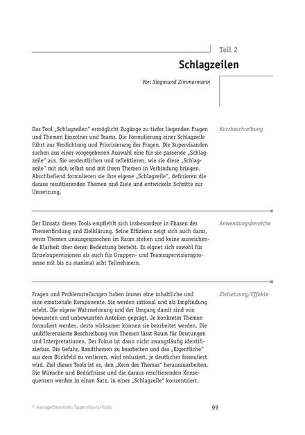 Tool  Supervisions-Tool: Schlagzeilen