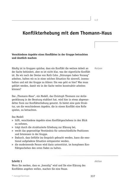 Tool  Moderations-Tool: Konflikterhebung mit dem Thomann-Haus