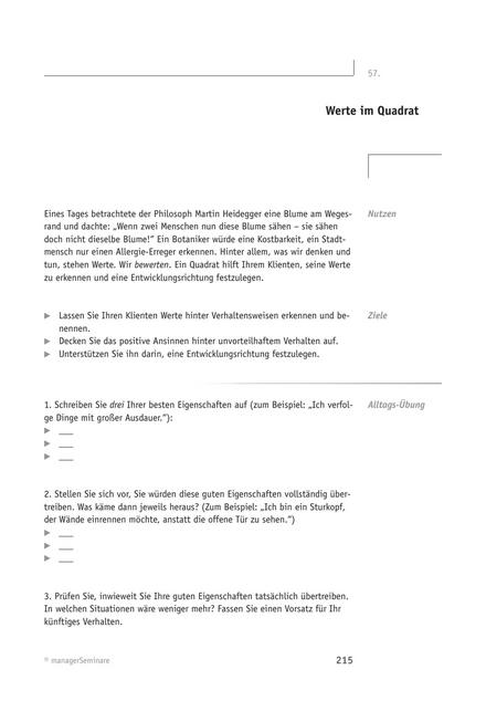 zum Tool: Übung für Coachs: Werte im Quadrat