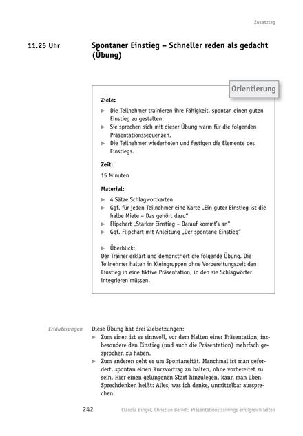 Tool  Präsentations-Übung: Spontaner Einstieg - schneller reden als gedacht