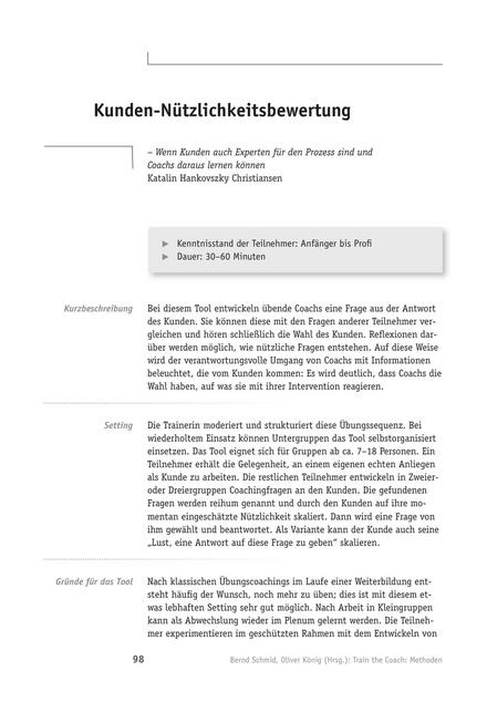 zum Tool: Train the Coach: Kunden-Nützlichkeitsbewertung