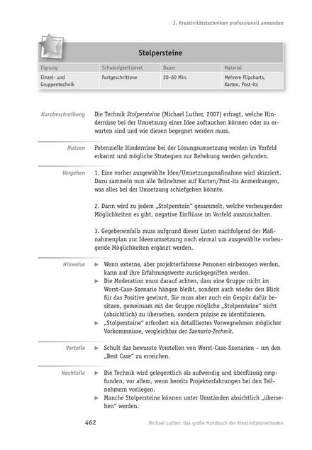 Tool  Kreativitäts-Tool: Stolpersteine