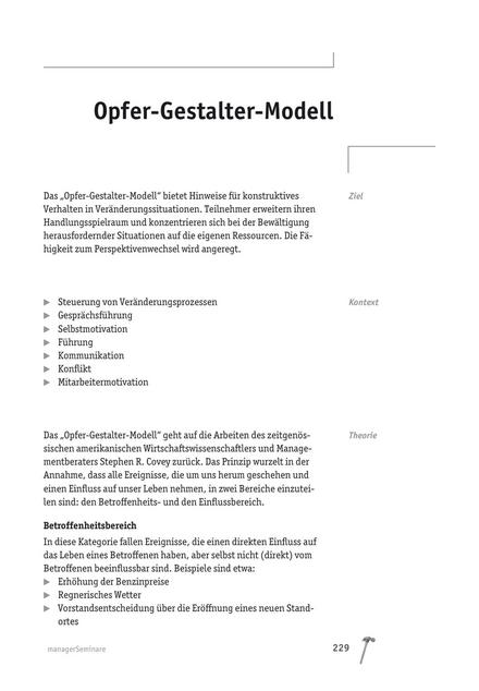Tool  Reflexions-Modell: Das Opfer-Gestalter-Modell