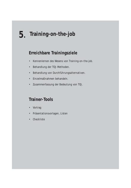 Tool  Trainingskonzept: Training-on-the-Job