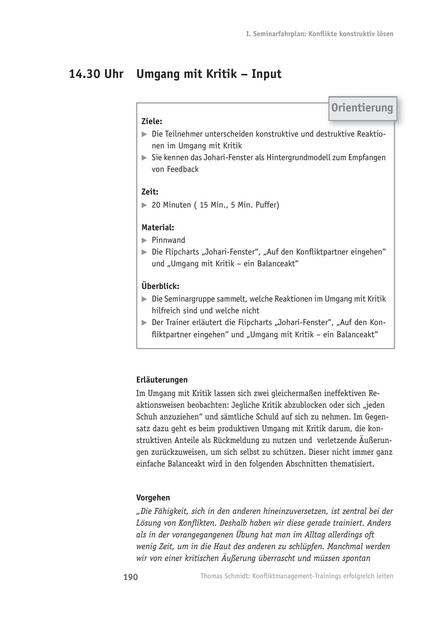 zum Tool: Konflikttraining: Umgang mit Kritik – Modell und Übung