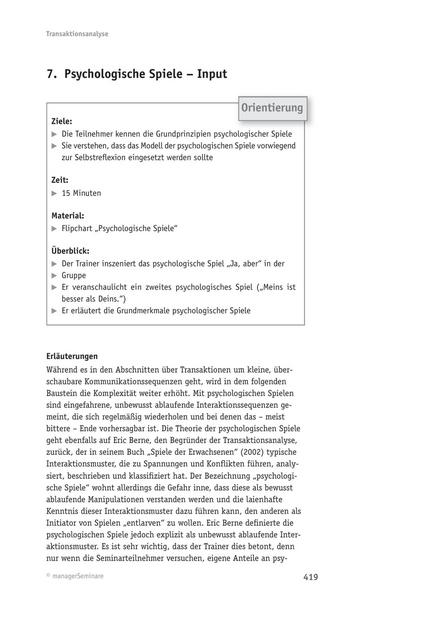 Tool  Konflikttraining: Psychologische Spiele – Modell und Übung