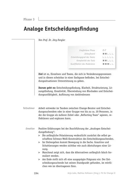 Change-Tool: Analoge Entscheidungsfindung