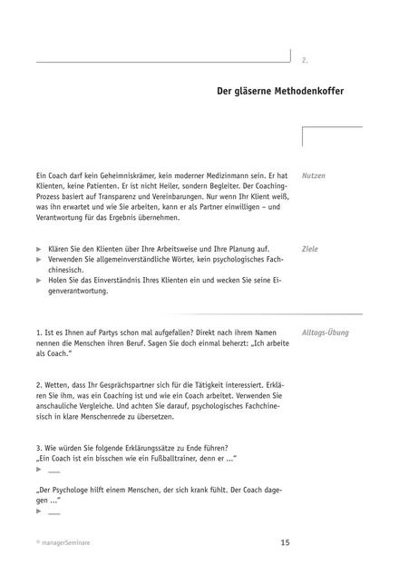 zum Tool: Übung für Coachs: Der gläserne Methodenkoffer