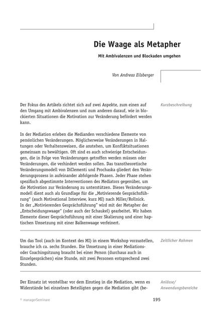 zum Tool: Konfliktlösungs-Tool: Die Waage als Metapher