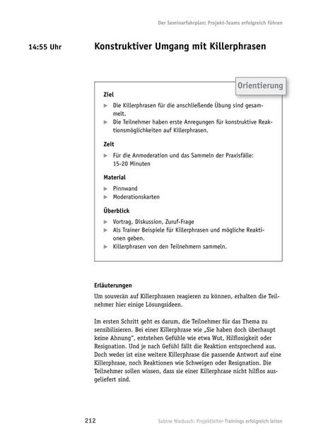 Tool  Projektleiter-Training: Konstruktiver Umgang mit Killerphrasen