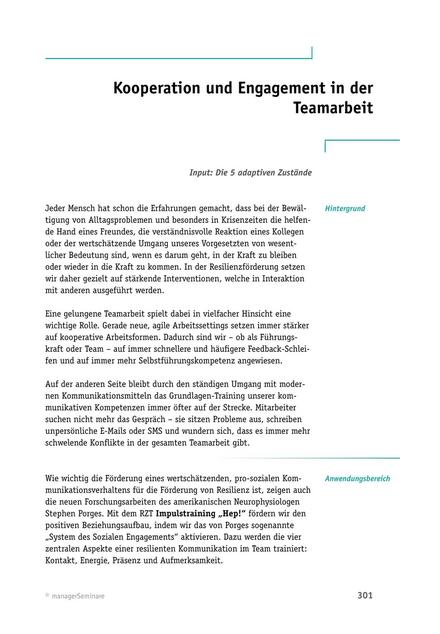 zum Tool: Resilienz-Training: Kooperation und Engagement in der Teamarbeit