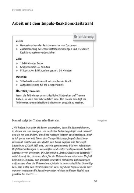 Change-Tool: Die Analyse der Wirkmuster anhand des Impuls-Reaktions-Zeitstrahl als Basis für den Green Screen Loop