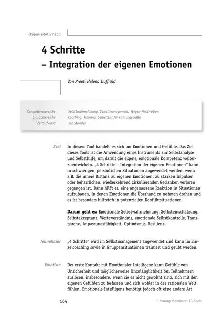 Tool  EQ-Tool: Vier Schritte - Integration der eigenen Emotionen