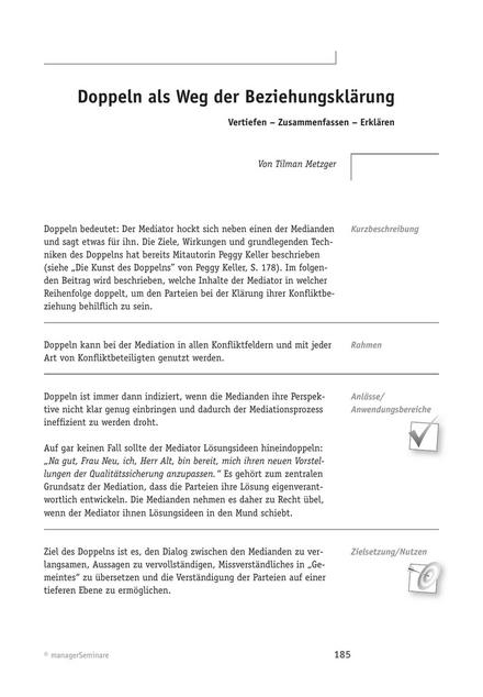 zum Tool: Konfliktlösungs-Tool: Doppeln als Weg der Beziehungsklärung