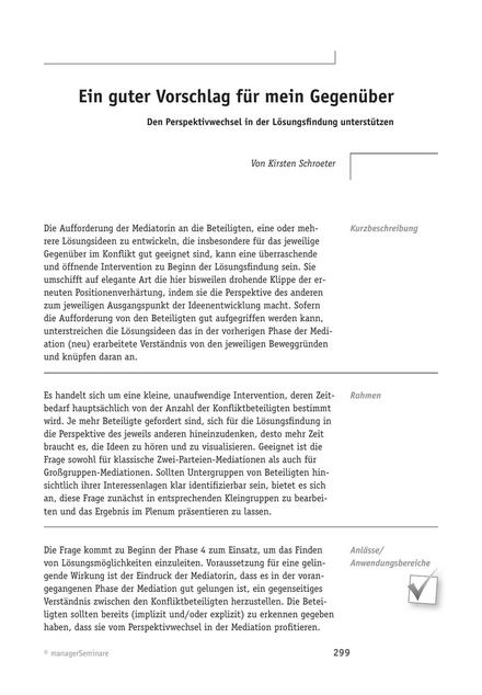 zum Tool: Konfliktlösungs-Tool: Ein guter Vorschlag für mein Gegenüber