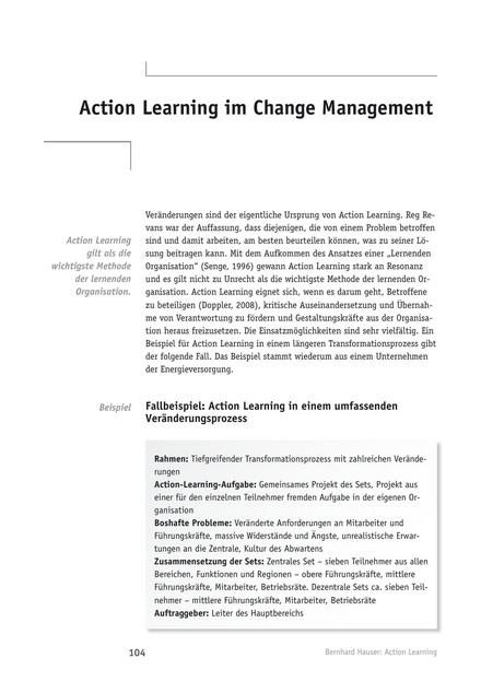 Tool  Action Learning im Change Management