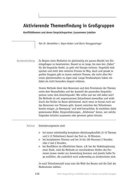 zum Tool: Konfliktlösungs-Tool: Aktivierende Themenfindung in Großgruppen