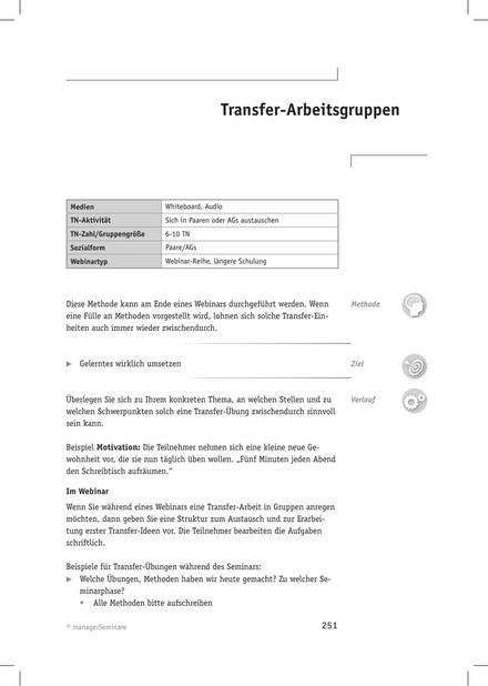 Tool  Webinar-Methode: Transfer-Arbeitsgruppen