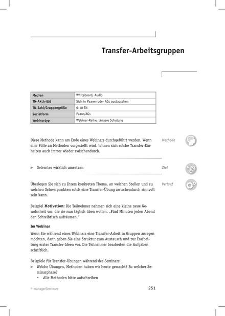 Webinar-Methode: Transfer-Arbeitsgruppen