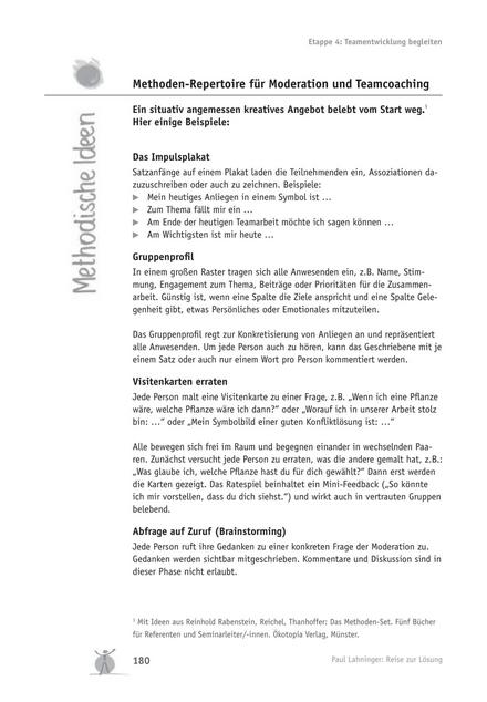 Tool  Moderation und Teamcoaching: verschiedene Methoden