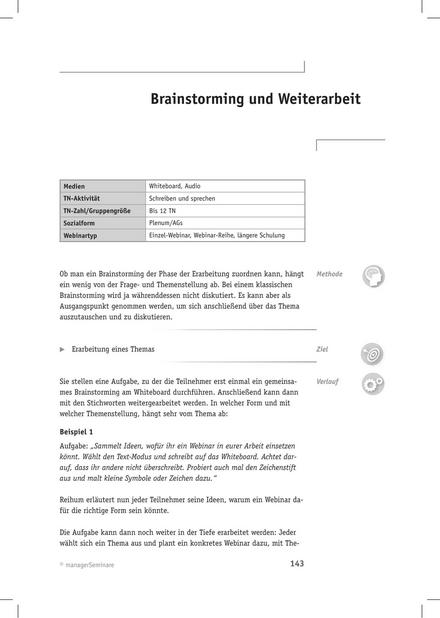 Tool  Webinar-Methode: Brainstorming und Weiterarbeit