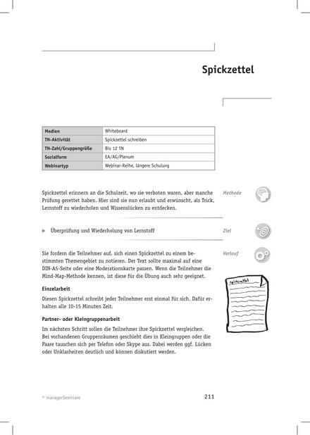 Tool  Webinar-Methode: Spickzettel